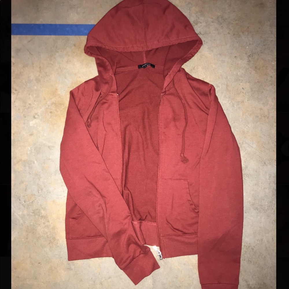 Maroon zip-up w/ hood
